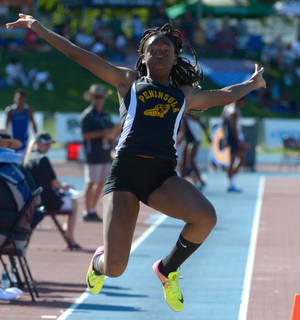 Girl Rams Track Team Porn - Peninsula's Olayinka Braimah competes in the long jump during the 99th  annual CIF State Track &