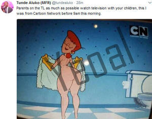Disturbing Cartoon Porn - Meanwhile the twitter handler, Tunde Aluko comes under fire and accused of  cropping the scene to discredit the kiddies station... see more after the  jump