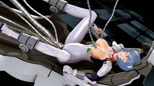 latex tentacle sex - Blue haired hottie in sexy latex costume is fucking with kinky robo  tentacles