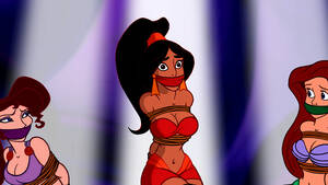 Disney Princess Jasmine Lesbian Porn - Jasmine, Ariel & Megara In Bondage | GagTheGirl