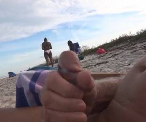 masturbation beach voyeur - Old man masturbation and cumshot on beach VIDEO