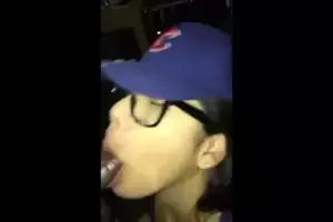 asian sucking dick wearing black hat - Amateaur Asian slut taking cum on her face,glasses and hat | xHamster
