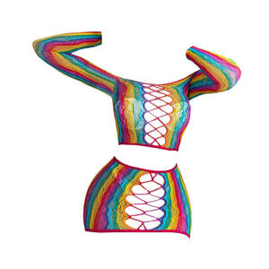 Colored Fishnet Stockings Porn - Colorful Fishnet Socks Long Sleeve Bodice Wrap Skirt Porn Underwear  Nightw@t@ | eBay