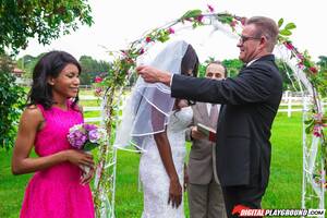 Ebony Wedding - Ebony seductress in a wedding dress gets fucked by a hung white dude -  IamXXX.com