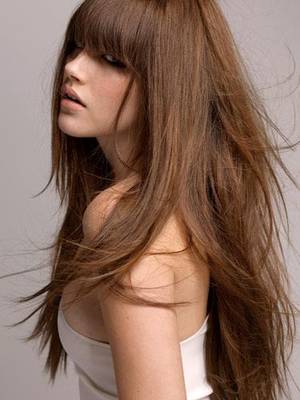 Long Hair Brunette Star - Long Brunette Hair Bangs