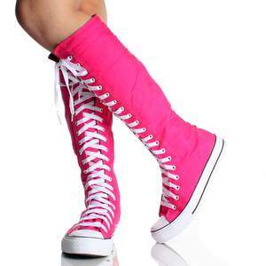 Converse Knee High Boots Porn - Pink Converse Style Boots. Knee High ...