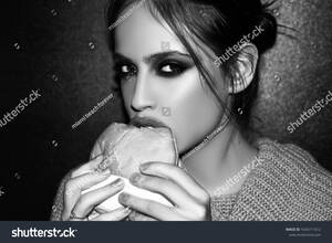 Beautiful Food Porn - Woman Eats Burger Food Food Porn Stock Photo 1636711612 | Shutterstock