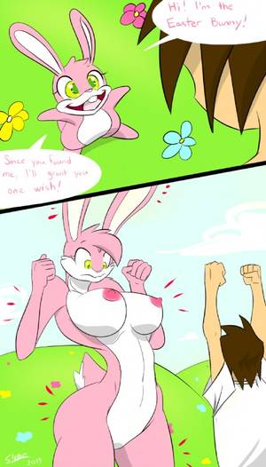 Magic Furry Porn - e621 2013 anthro anthrofied big_breasts breasts brown_hair clothed clothing  cloud comic cute dialogue duo easter easter_bunny