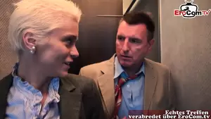 German Elevator Porn - German blonde MILF with big tits and short hair does anal in an elevator |  xHamster