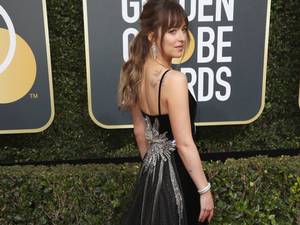 black dress blonde interracial gallery - Dakota Johnson 75th Golden Globes January 2018
