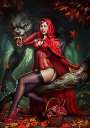 Big Bad Wolf - Little Red Riding Hood didn't know that the wolf was a wicked sort of  animal and she was not afraid of him, - Illustration by Yigit Koroglu.