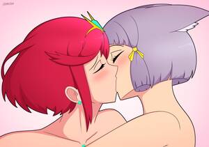 naked cartoon lesbians kissing - Rule34 - If it exists, there is porn of it / lackatask, nia, pyra / 7158936