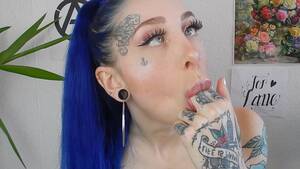 Blue Hair With Tattoo - A beautiful girl with blue hair makes herself puke - ThisVid.com