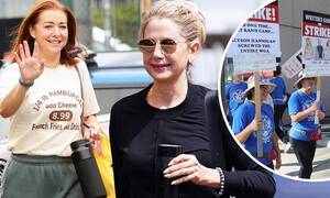 Alyson Hannigan Dp - Mira Sorvino, Alyson Hannigan and Matt Walsh are targeted by WGA picketers  outside Dancing With The Stars studio in LA: 'Don't dance as a scab!' |  Daily Mail Online