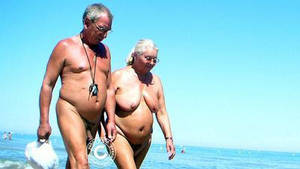 naturist beach grannies - Old couple nude time on the beach