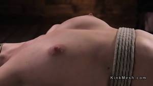 fingered hogtied - Hogtied blonde slave anal fingered