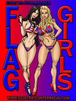 interracial cartoon girls - Flag Girls- Illustrated interracial - Porn Cartoon Comics