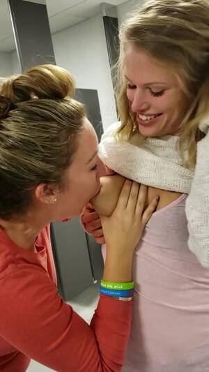 lesbian lactating threesome - MFF Breastfeeding Three Way in a Public Restroom - ThisVid.com