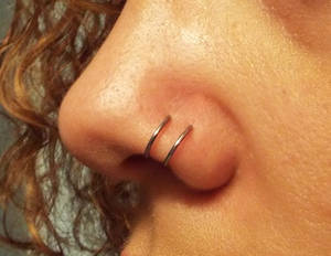 double piercing - Gunmetal Silver Double Nose Ring Lip Ring Fake Piercing | Piercing porn |  Pinterest | Piercing, Lips and Piercings