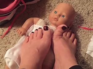 bare foot baby - Baby Doll Smothered under Sneakers and Stinky Bare Feet