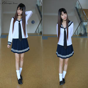Japan Schoolgirl Outfit Porn - BiaÅ‚a Koszula + Ciemny Niebieski Sukienka sprzedaÅ¼ Japonia Anime Cosplay  Costume odzieÅ¼ mundurek szkolny mundurki szkolne