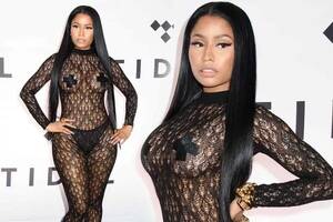 Black Celebrities Who Did Porn - Nicki Minaj makes a statement in sheer black lace dress with nipple pasties  after blasting Kanye West - Irish Mirror Online