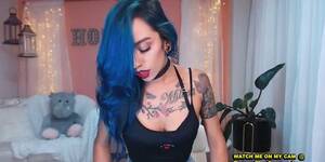 Blue Hair With Tattoo - Tattooed Latina With Blue Hair - Tnaflix.com
