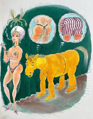 Mad Magazine Cartoon Porn - Al Jaffee - Nude Show Girl Buttocks Pondered by Show Horse - Sexy Cartoon  Mad Magazine | Widewalls