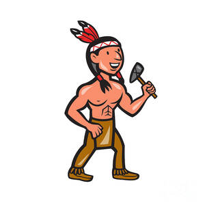 Native American Indian Cartoon Porn - Native American Holding Tomahawk Cartoon Digital Art by Aloysius Patrimonio  - Fine Art America