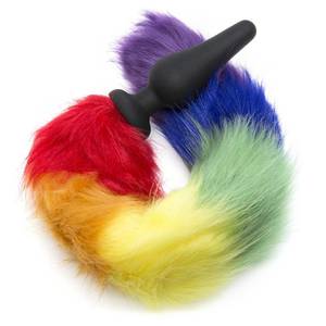 Furry Anal Plug Porn - Tailz Silicone Rainbow Tail Butt Plug