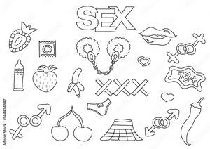 Coloring Pages Sex Porn - Sex and porn elements hand drawn set. Coloring book template. Outline  doodle elements vector illustration. Kids game page. Stock Vector | Adobe  Stock
