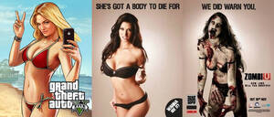 gta 5 video game porn - These are not parodies of ads exploiting the female body to sell video games.  These