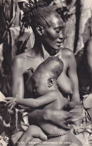 Deformed Body Porn - A Mangbetu woman and her child, 1930, Central Africa. The Mangbetu people  had