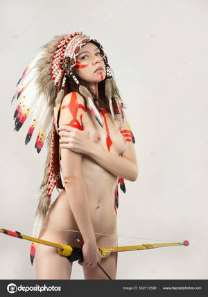 1800 Native American Cosplay Porn - Naked woman in native american costume with feathers Stock Photo by  Â©artrotozwork 502712598