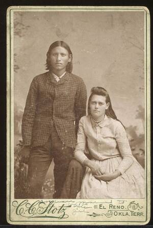 Native American Couple Porn - A Native American and White couple, El Reno, Oklahoma taken between 1889  and 1907 [564x840] : r/HistoryPorn