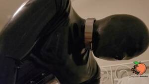 latex pussy juice - Collared Latex Doll drips pussy juice all over Master's cock