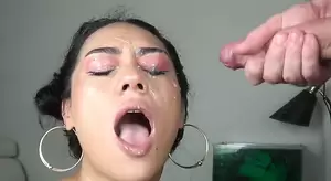 latina takes cum in face - Latina Facial Cumshot | xHamster
