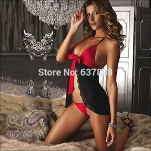 Hot Thong Lingerie - Black With Red Women Sexy Lingerie Hot Fantasy Intimates Female Costume Porn  Underwear Women Lingerie With