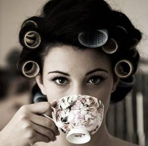 Hair Rollers Porn Afghan - Ok, I just have to say that curlers NEVER look this nice and put together  in the morning for me. But, the idea of drinking tea with perfect curlers  in your ...
