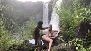 busty hawaiian cum - Big tits babe sucks a big black cock outdoor and fucks near Hawaiian  waterfall
