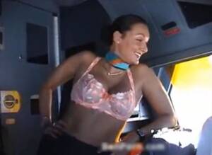 French Stewardess Porn - French stewardess StÃ©phanie strip in the cockpit