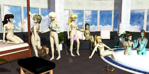 Gmod Samus Aran Porn - 3d 8girls blonde_hair blue_eyes bra breasts brown_hair darklordiiid female  female_only garry's_mod hena highres human
