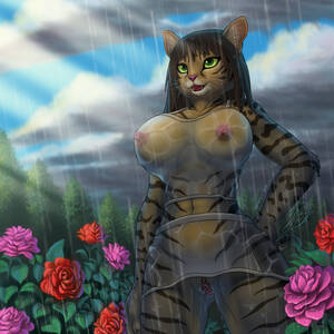 Furry Porn Wet - Rule 34 - 2012 anthro breasts clothing feline female fur furry hyhlion nude  outside pussy rain shirt solo translucent wet wet shirt | 950386