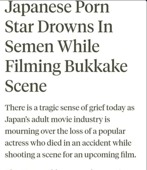 Kim Kardashian Bukkake Porn - Japanese Porn star drowns in semen while filming bukkake scene :  r/bodegaboys