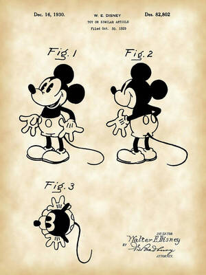 mickey mouse vintage cartoon porn - Walt Disney Mickey Mouse Patent 1929 - Vintage Art Print by Stephen Younts  - Fine Art America