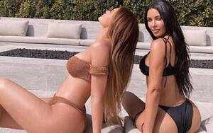 Kim Kardashian Lesbian Sex Porn - Kim Kardashian And Sister Kylie Jenner Get Their Tan On Chilling By The  Pool In Yummy Bikinis