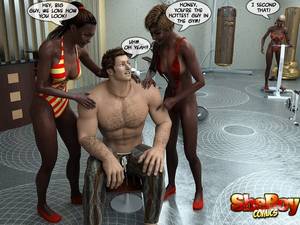 3d cartoon xxx gym - Chocolate coloured lady boy are enjoying a butch man at the gym -  CartoonTube.XXX