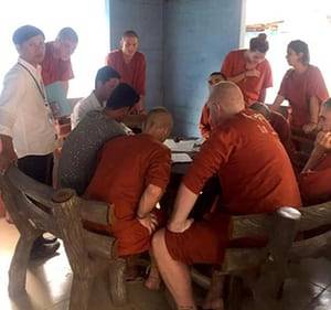 Cambodian Tourist Sex - A group of foreigners including five Britons are seen in jumpsuits with  their heads shaved while