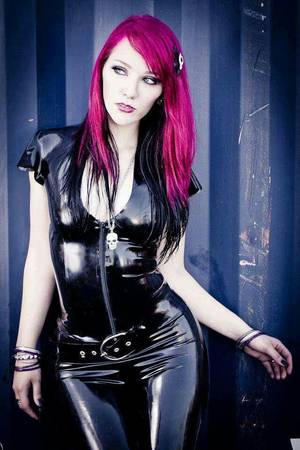 Goth Latex Porn - latex goth red head sexy babe with small round tits