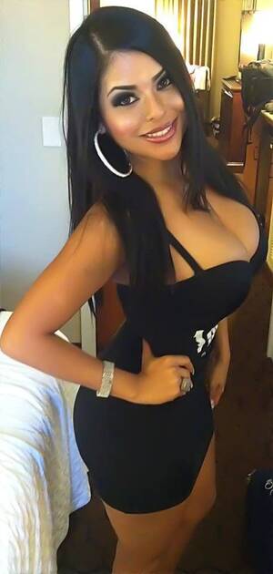 big tities latina tight clothes - Beautiful black dress, luscious lips, Pretty